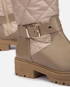 Ankle Boots|Yokono Flat Ankle Boot BERNA-003 Beige