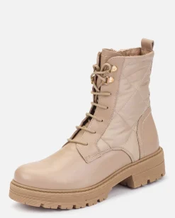 Ankle Boots|Yokono Flat Ankle Boots BERNA-007 Beige