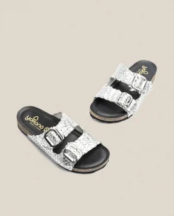 Flat Sandals|Yokono Flat Sandal Jerba 143 Silver