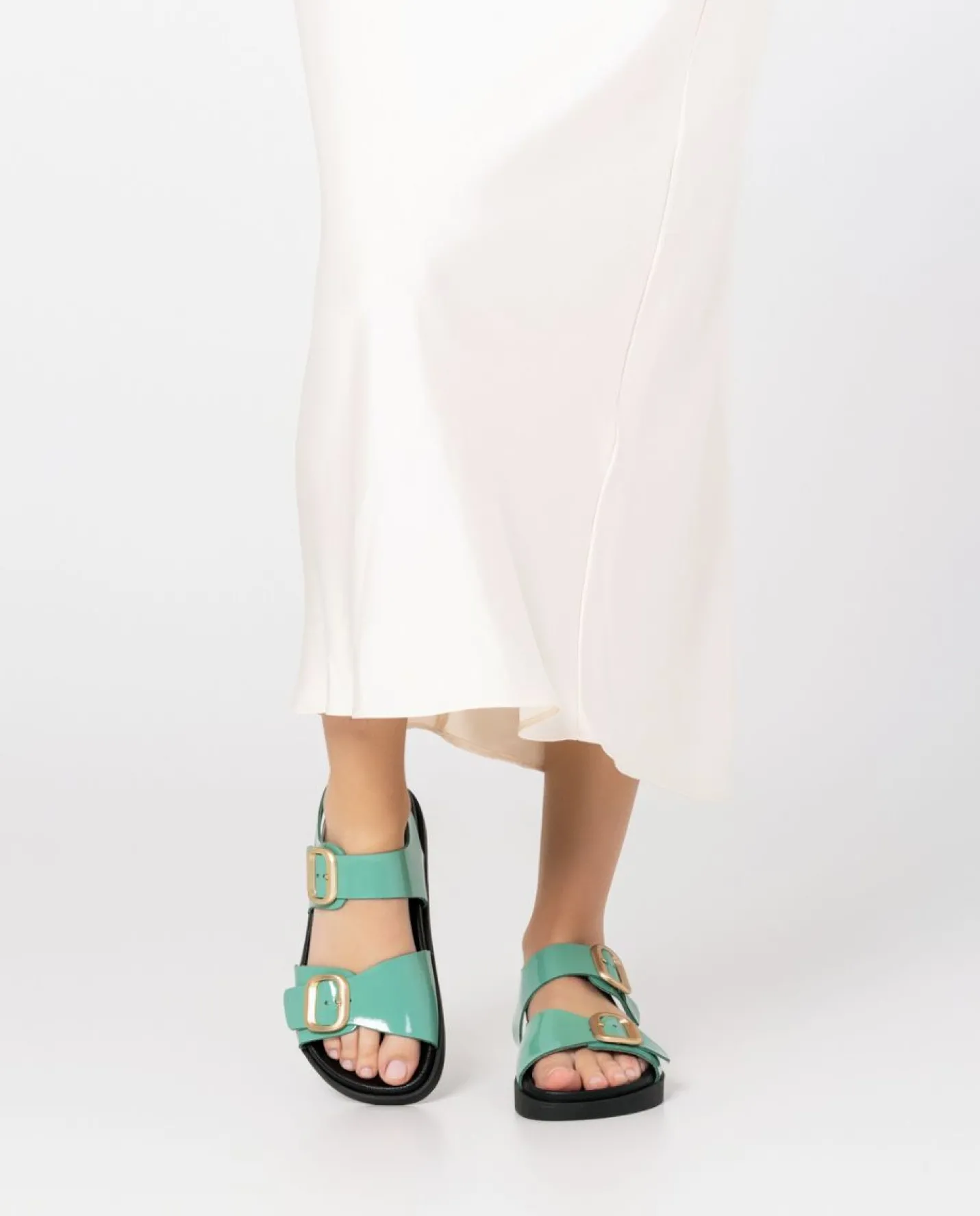 Flat Sandals|Yokono Sandalia Plana Morena 002 Verde