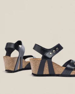 Wedge Sandals|Yokono Wedge Sandal CADIZ-303 Black