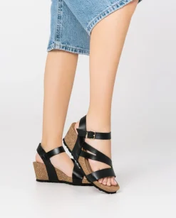 Wedge Sandals|Yokono Wedge Sandal CADIZ-302 Black