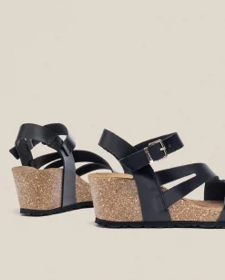 Wedge Sandals|Yokono Wedge Sandal CADIZ-302 Black