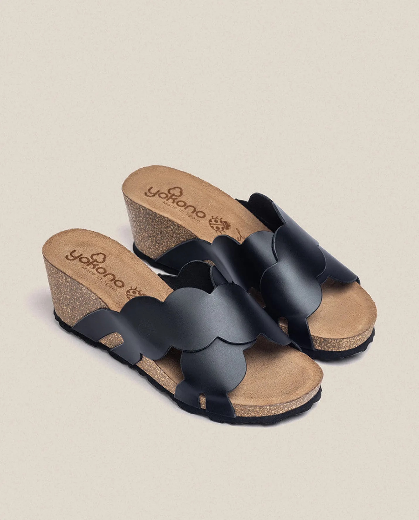 Wedge Sandals|Yokono Wedge Sandal CADIZ-300 Black