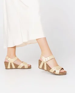Wedge Sandals|Yokono Wedge Sandal CADIZ-303 Gold