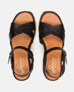 Wedge Sandals|Yokono Wedge Sandal LANZAROTE-003 Black