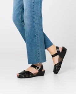 Wedge Sandals|Yokono Wedge Sandal MONACO-047 Black