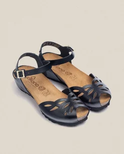Wedge Sandals|Yokono Wedged Sandal MONACO-003 Black